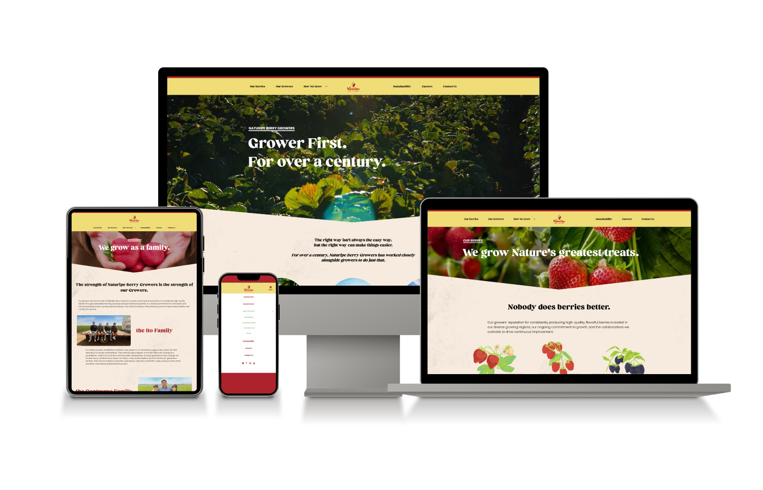 device mockup of naturipe berry growers website
